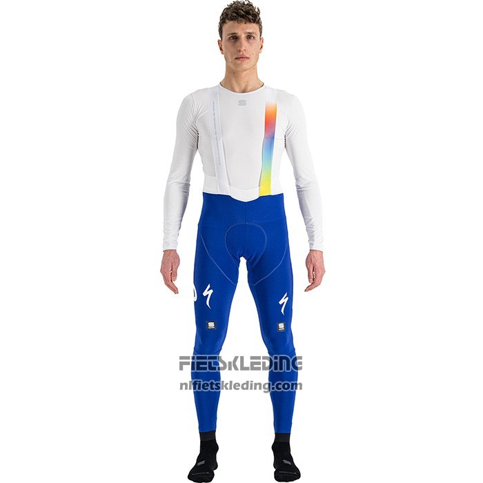 2022 Fietskleding Direct Energie Wit Geel Blauw Lange Mouwen en Koersbroek